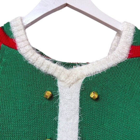New Elf Ugly Christmas Sweater XS/S Poncho Cape Hood Elf Ears Party Holiday Top - Picture 5 of 10